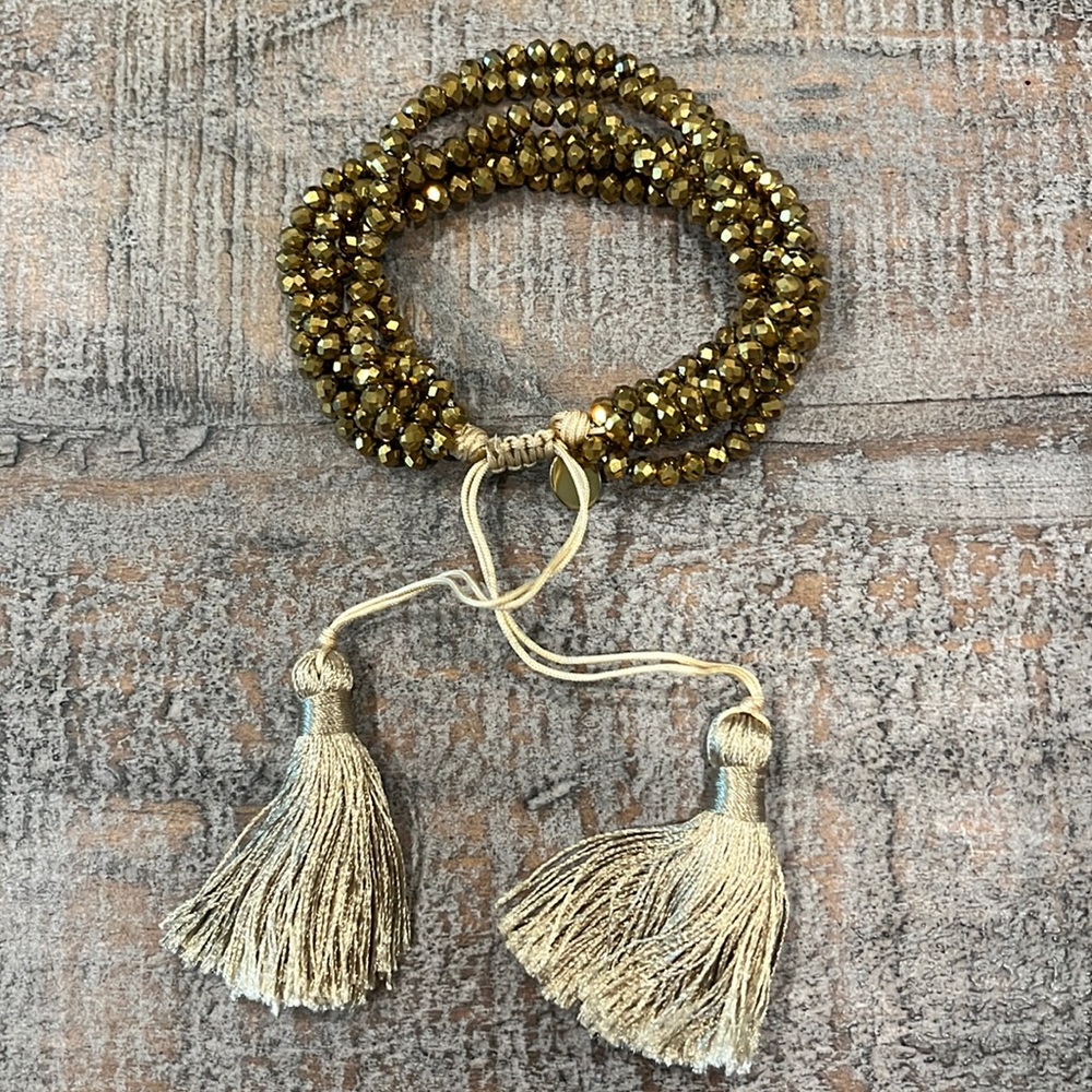 New Beaded Bronze Adjustable Bracelet